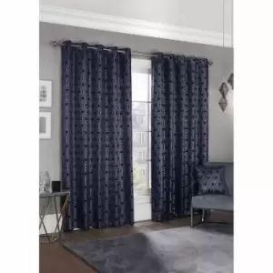 Image of Emma Barclay Hartford Eyelet Curtain 66 x 54 Navy