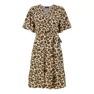 Image of Mela London Brown Animal Print Skater Dress - Brown