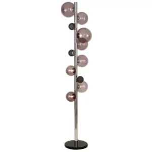 Image of Luminosa Lighting - Floor Lamp, 8 x G9, Polished Chrome, Smoked Glass