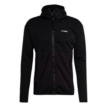 Image of adidas Terrex Tech Flooce Light Hooded Hiking Jacket Mens - Black