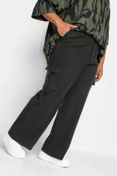 Image of Wide Leg Twill Cargo Trousers
