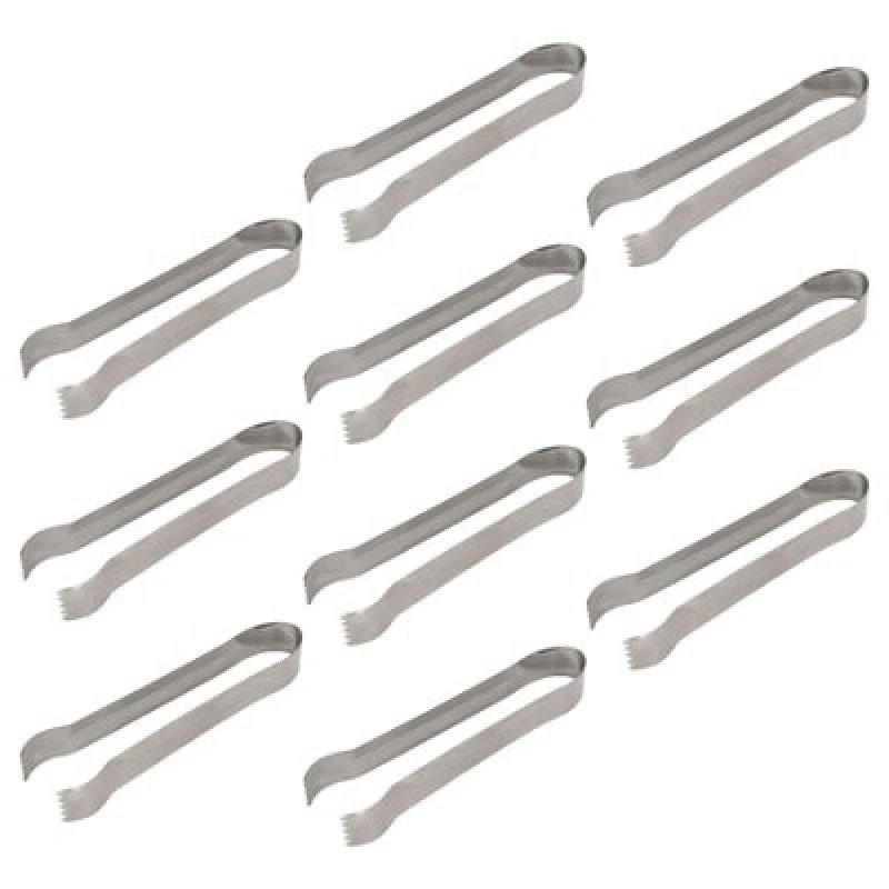 Image of 10X Rink Drink Stainless Steel Ice Tongs - 17Cm - Metal Kitchen Party Bar Serving Pincers