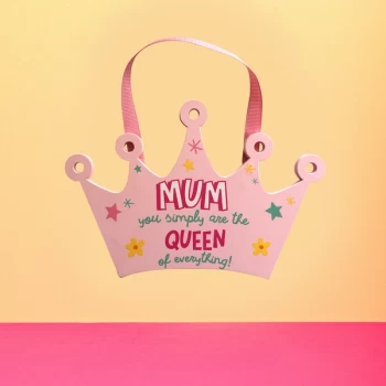 Image of Cheerful Crown Hanging Plaque - Mum