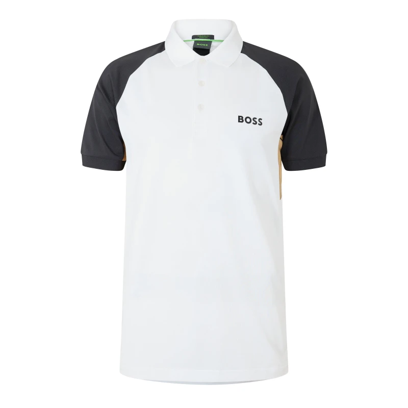 Image of Boss Mens Paddy Toc Pique Short Sleeve Polo Shirt White male S