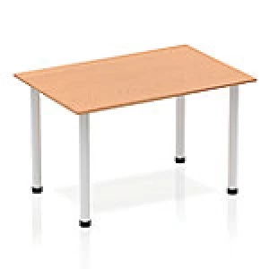 Image of Impulse Straight Table 1200 Oak Post Leg Silver