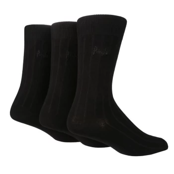 Image of Pringle Ribbed Bamboo 3 Pack Socks - Black