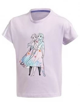 Image of adidas Girls Younger Frozen T-Shirt - Purple, Purple/White, Size 3-4 Years, Women