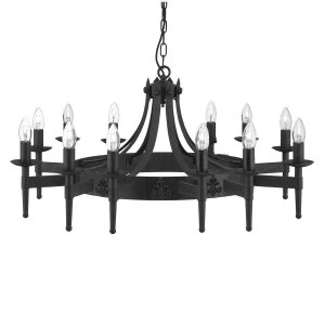 Image of 12 Light Multi Arm Ceiling Pendant Black, E14