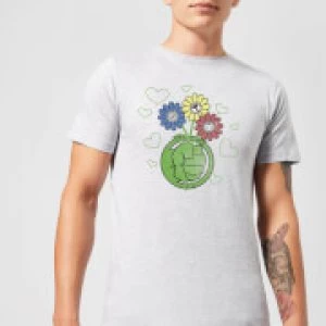 Image of Marvel Avengers Hulk Flower Fist T-Shirt - Grey - S - Black