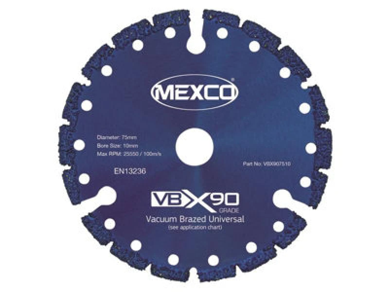 Image of Mexco Vbx907510 Vbx90 Grade Universal Diamond Blade 75 X 10mm Mexvbx9075