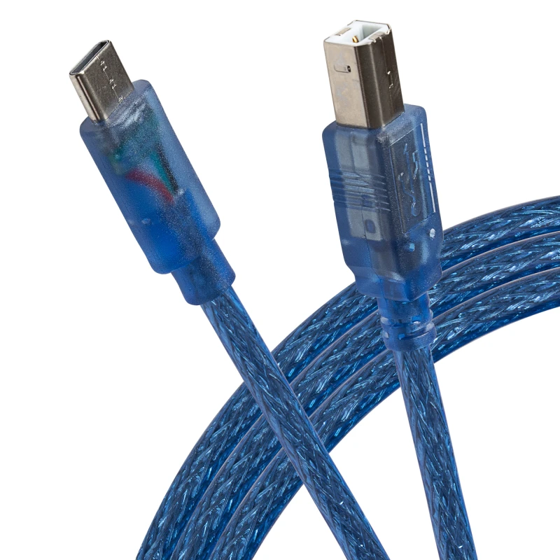 Image of Maplin USB-C to USB-B Cable Braided V2.0 1m Blue