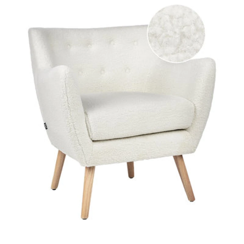 Image of Beliani Boucle Armchair White Drammen