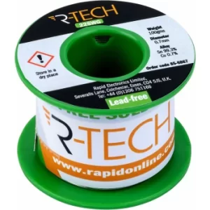 Image of R-TECH 856867 Lead-Free Solder Wire 22SWG 0.7mm 100g Reel