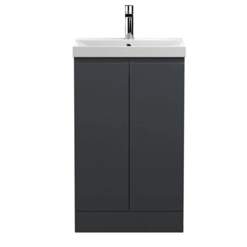 Image of Hudson Reed Urban Floor Standing 2 Soft Close Door Vanity Unit With Thin-Edge Basin, Modern Vanity Unit In Soft Black, 800mm
