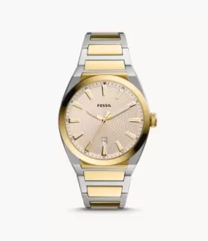 Image of Fossil Men Everett Three-Hand Date Two-Tone Stainless Steel Watch