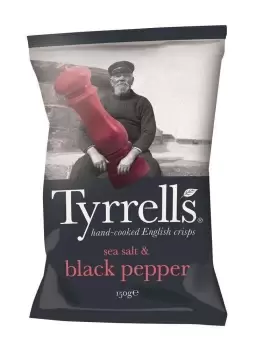 Image of Tyrrell's Sea Salt & Cracked Black Pepper Crisps 150g - Pack of 6