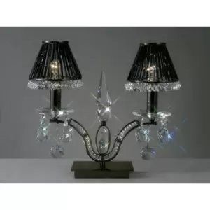 Image of Table Lamp Tara 2 Bulbs Black chrome / crystal