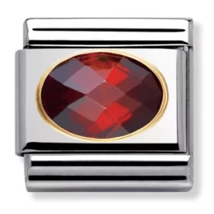 Image of Nomination CLASSIC Gold Oval Faceted Cubic Zirconia Red Charm...