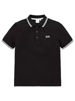 Image of BOSS Boys Short Sleeve Logo Polo Shirt - Black, Size 5 Years
