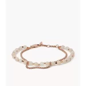 Image of Fossil Womens Georgia Pink Semi-Precious Double-Chain Bracelet - Pink / Rose Gold