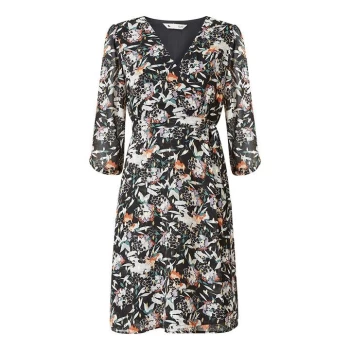 Image of Yumi Black Floral Wrap Dress - Black