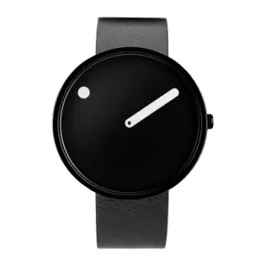 Image of Picto 43361-4120B Black Dial And Leather Strap Wristwatch