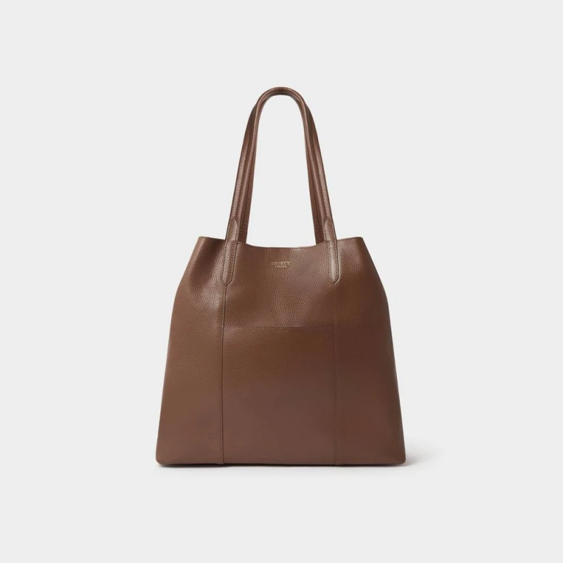 Image of OSPREY LONDON Womens The Notting Hill Leather Tote Bag in Tan Tan Female