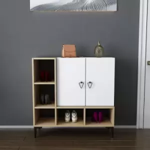 Image of Platin Cupboard Floor Standing Cabinet, industrial Storage Cabinet, Sideboard With 5 Shelves And Cupboard, Living Room, Hallway, Kitchen, Bedroom