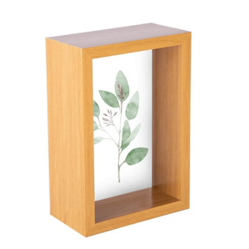 Image of Nicola Spring 4 X 6" Deep Photo Frame - Light Wood - 3D Deep Box Picture Frame Portrait Display Case (17.5 X 12.5Cm)