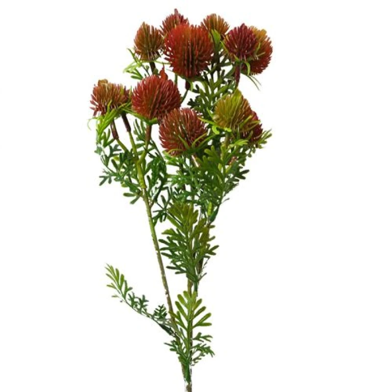 Image of Leaf 55cm Craspedia Stem Red Artificial