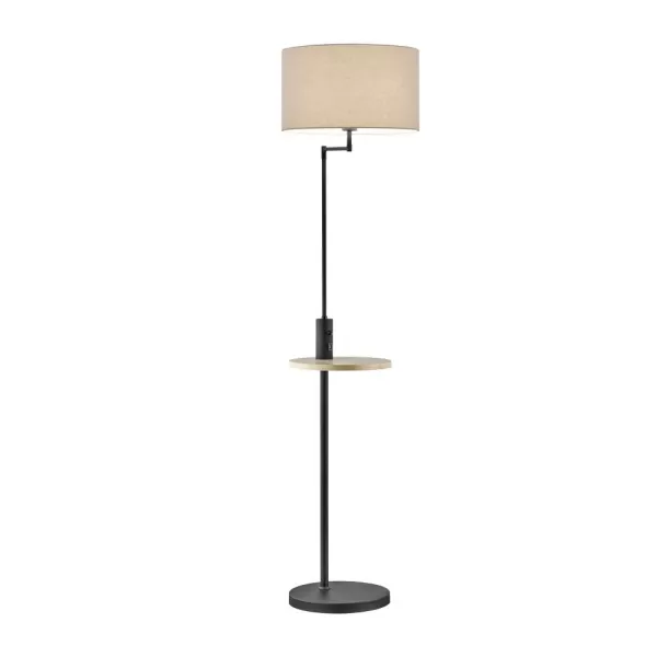 Image of Claas Modern Floor Lamp with Shade Black Matt, USB Connection