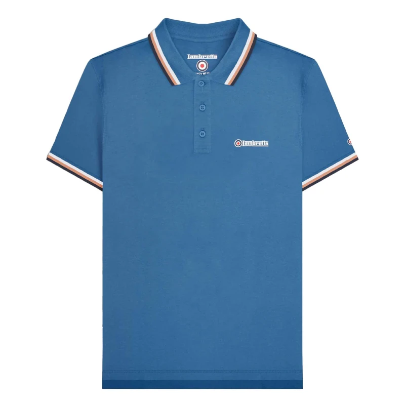 Image of Lambretta Lambretta Men SS25 Triple Tipped Big & Tall Polo Shirt in Baby Blue Size: 3X-Large Baby Blue XXXL Male 5063703802291