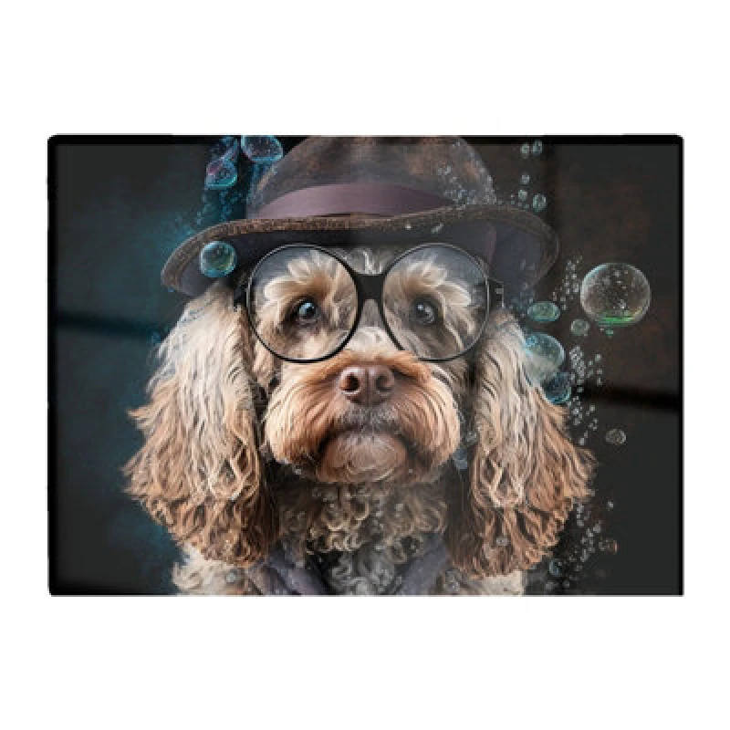 Image of Warren Reed Designer Cockapoo Dog With Glasses Splashart Chopping Board