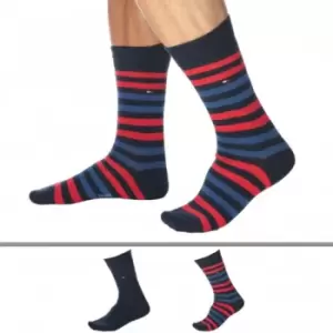 Image of Tommy Hilfiger 2-Pack Dress Socks - Navy - Thin Stripes 39/42