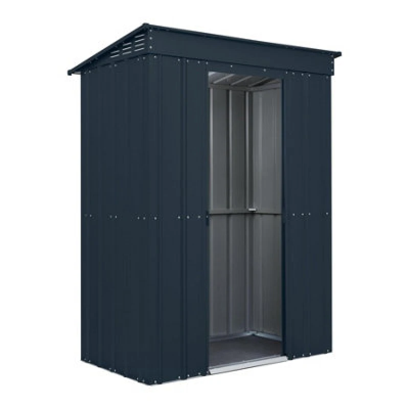 Image of Waltons Globel 5 X 3 Metal Pent Garden Storage Shed Sliding Doors - Grey