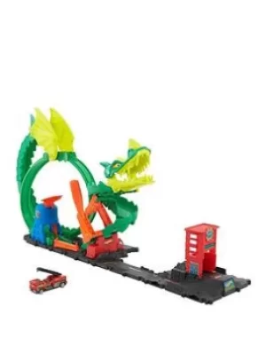 Image of Hot Wheels Dragon Drive Firefight Playset And Vehicle