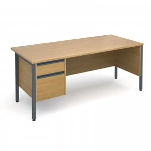 Image of Maestro 25 GL Straight Desk With 2 Drawer Pedestal 1800mm - Graphite H