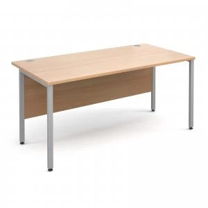 Image of Maestro 25 SL Straight Desk 1600mm x 800mm - Silver H Frame Beech top