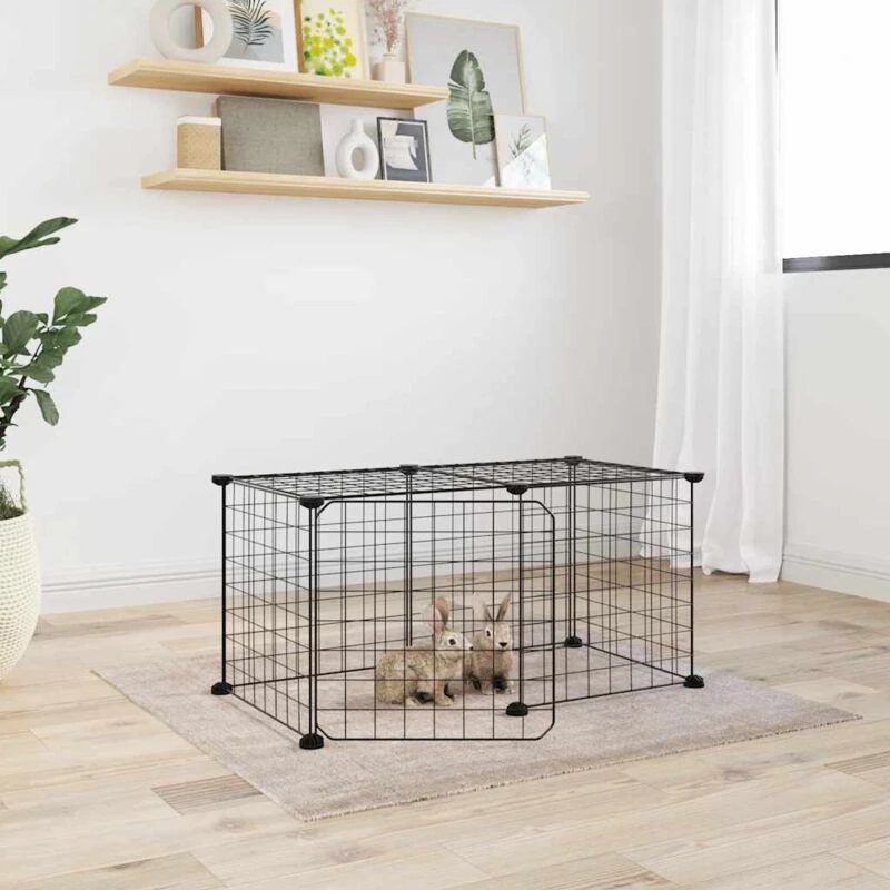 Image of VIDAXL Vidaxl - 8-Panel Pet Cage with Door Black 35x35cm Steel 8720287190837