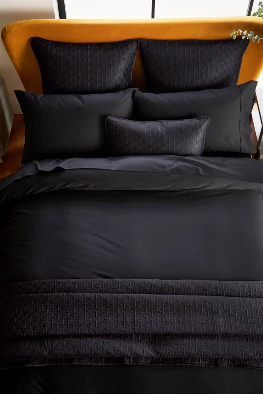Image of Ted Baker 'TB Plain Dye' Cotton Sateen Duvet Cover in Black Size: Super King Black Unisex Super King