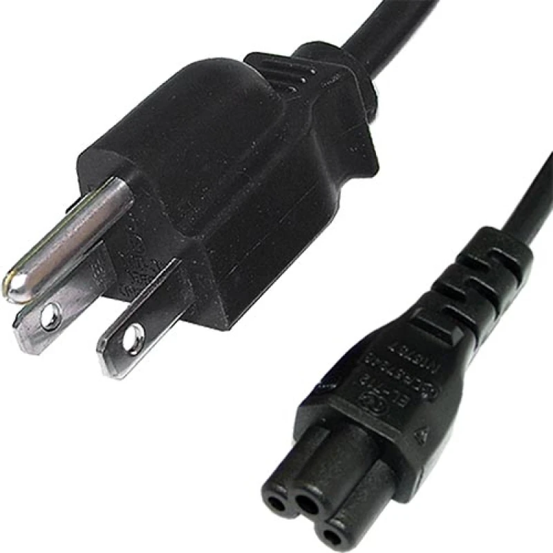 Image of Cablenet 2m USA Plug (3 Pin) - IEC C5 Cloverleaf Black PVC Power Leads