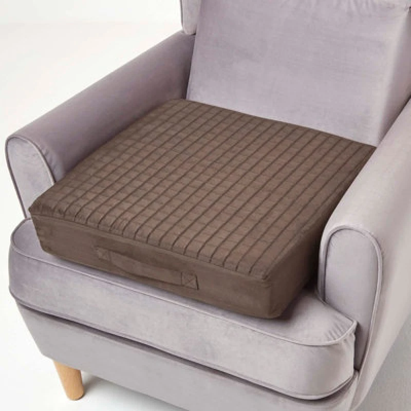 Image of Homescapes Suede Orthopaedic Foam Armchair Booster Cushion Chocolate