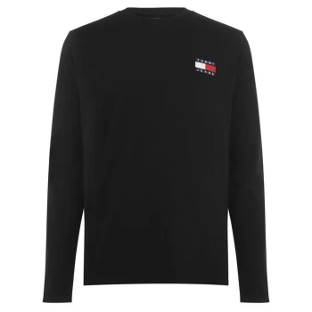 Image of Tommy Jeans Badge Flag Long Sleeve T Shirt - Tommy Black