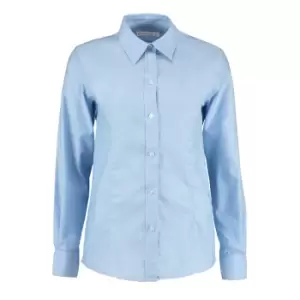 Image of Kustom Kit Ladies Workwear Oxford Long Sleeve Shirt (10) (Light Blue)
