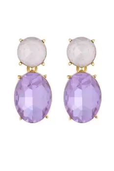 Image of Gold Tonal Purple Drop Earrings