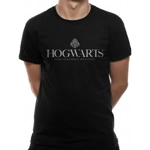 Image of Harry Potter - Hogwarts Pride White Logo Mens Large T-Shirt - Black