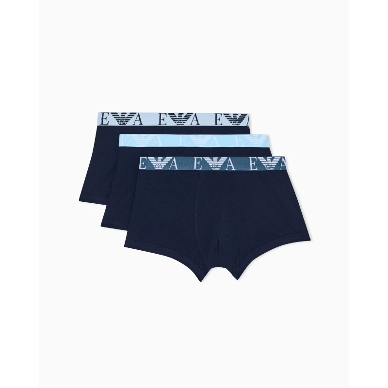 Image of Emporio Armani Mens Core Logo Boxers 3 Pack Armani Blue male Medium