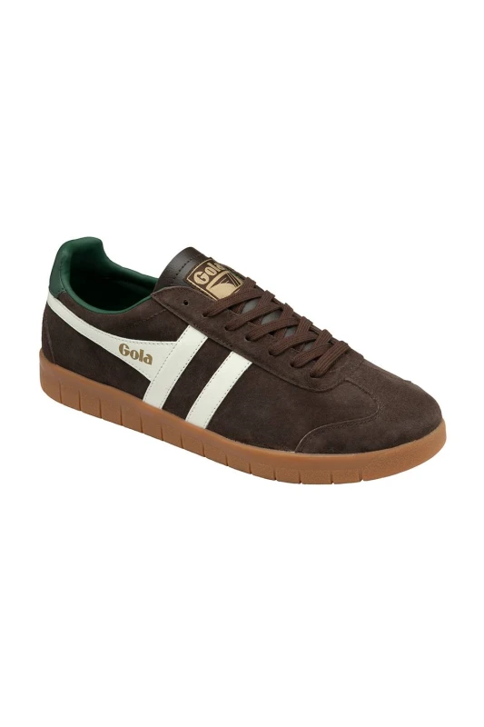 Image of Gola Classics Mens 'Hurricane Suede' Lace-Up Trainers in Brown Size: 9 Brown Male 9
