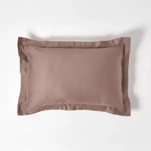 Image of Brown Organic Cotton Oxford Pillowcase 400 Thread Count - Brown - Brown - Homescapes