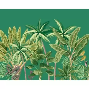Image of Tropical Palm Trees Green Wall Mural - 3m x 2.4m